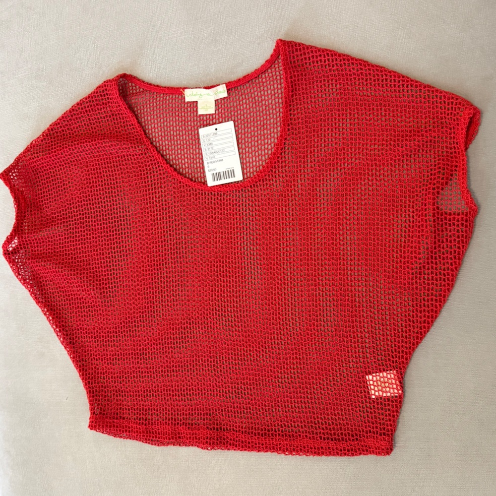 Staring at Stars Red Mesh Crop Top - Size S - NWT